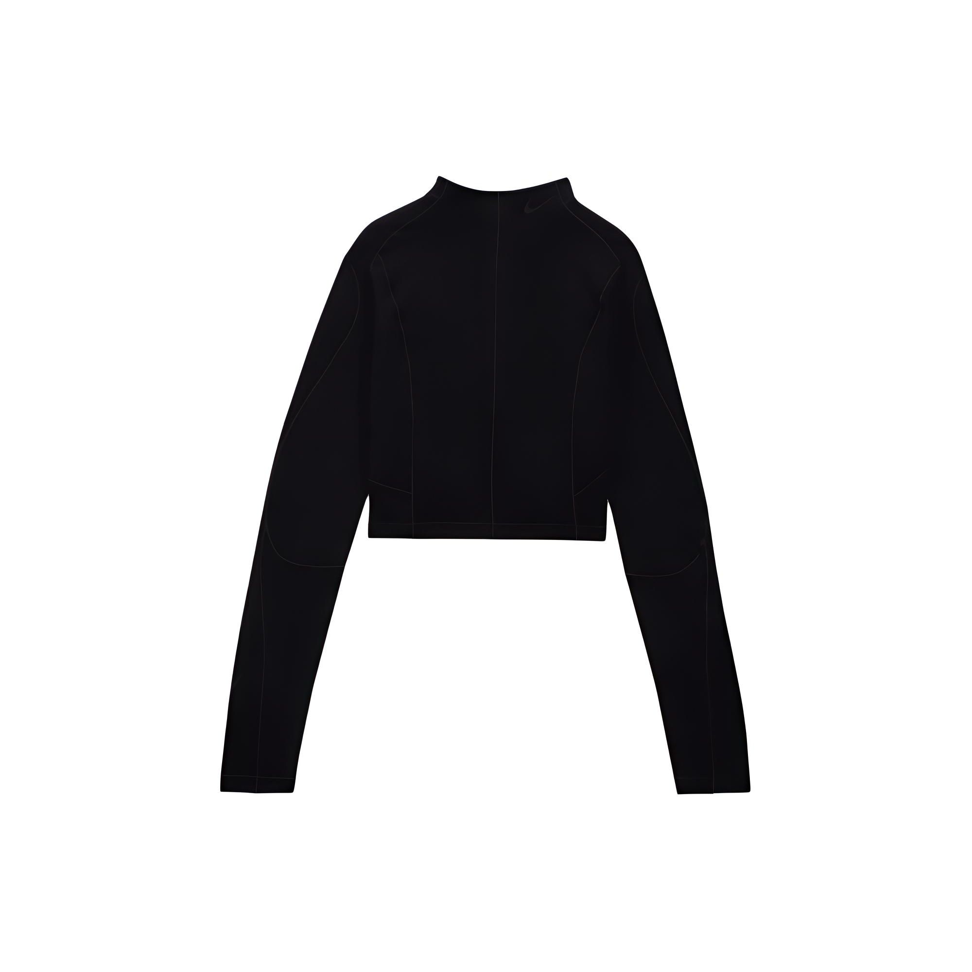 

Nike x Off-White FW23, однотонный укороченный свитшот с молнией до половины, женские топы, черный DV5559-010 XS