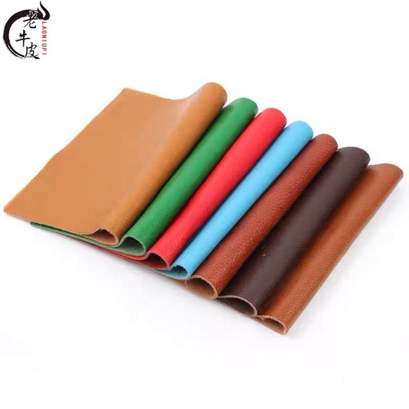 Cuero genuino, patrón de lichi coloreado, cuero de vaca de capa superior, bolsa de cuero hecha a mano para bricolaje de 1,5 mm, tarjetero, leat de cojín de mesa