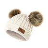 Knitted Baby Toddler Hat Soft Warm Winter Beanie with Folded Brim and Double Pom Poms Suitable for Boys and Girls