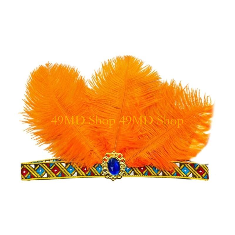 49MD Mardi Gras Headdress Crystal Oversized Headband Carnivals Headbands