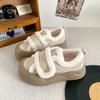 LZ6023 Latex Insole Thick Sole Velcro Heightening Little White Shoes Women's Winter Velvet Warm 2024 New Cotton Shoes
