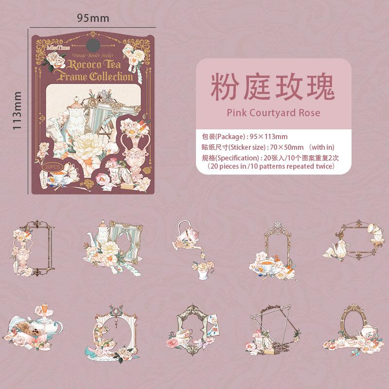 

6 Style Vintage Border Stickers Garden Flowers Junk Journaling Scrapbooking Diary Collage Decoration Material PET Stickers