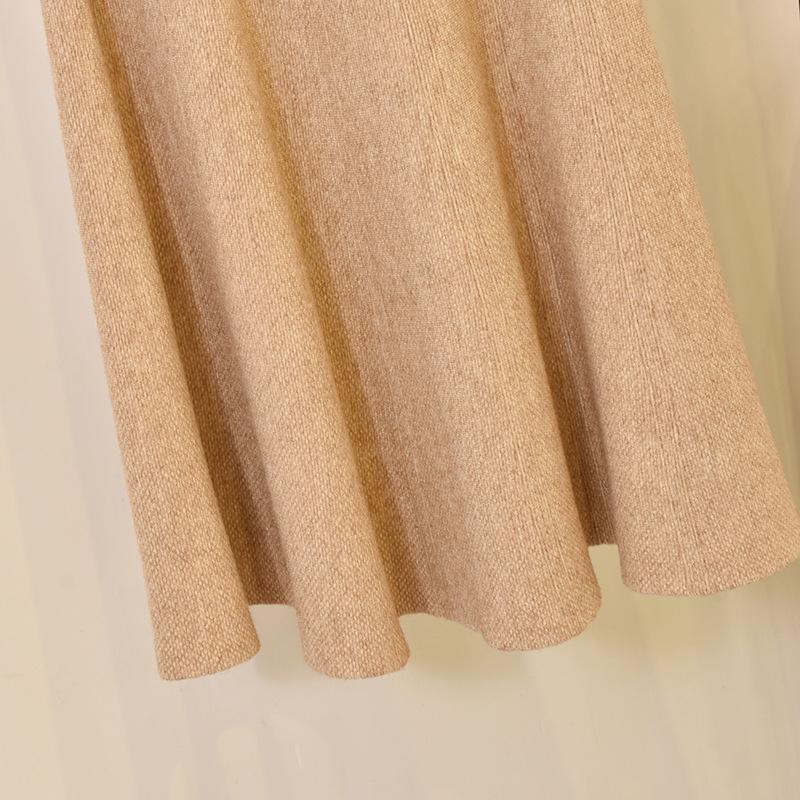 Women's Autumn and Winter High Waisted Elastic Knit Solid Colour Half-body Skirt