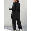 QICED Two-piece Set: A Fashionable, Casual and Slimming Round-neck Long-sleeved Solid-color Knitted Suit