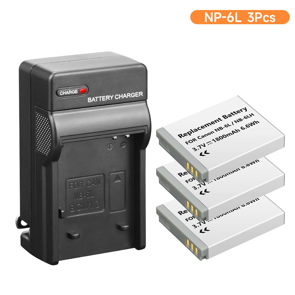 1800mAh NB-6L NB6LH NB-6LH Camera Battery with Dual Slot Charger For Canon PowerShot D30 D10 S120 S90 SX700HS IXUS210 SD35001S