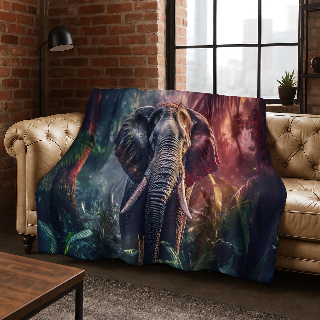 3D Elephant Animal Cartoon Flannel Blanket Soft Warm Throw Blanket for Bed Bedroom Room Living Room Travel Camping Picnic Gift