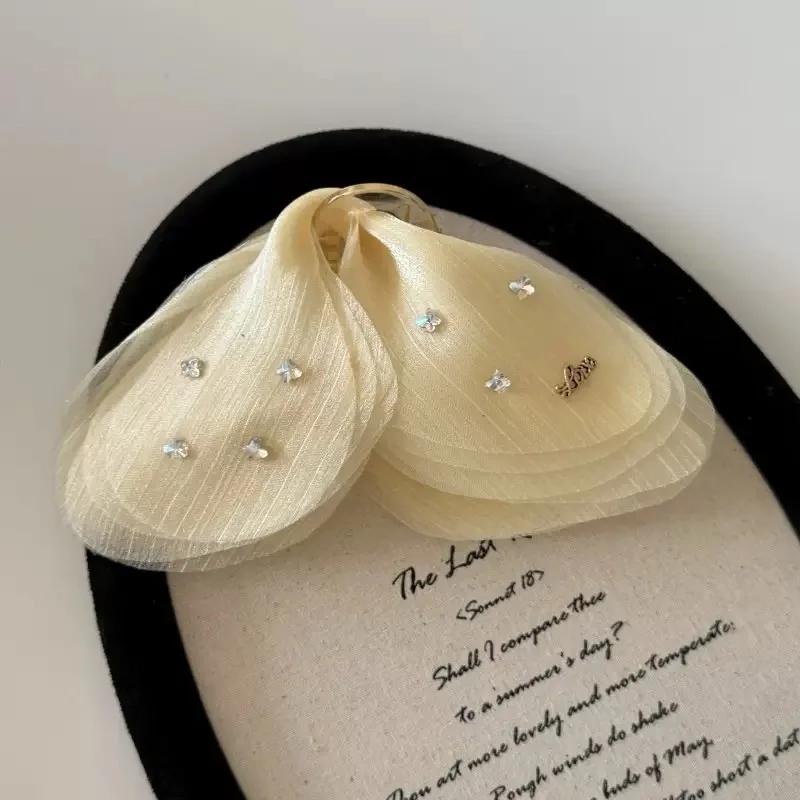 High End Fairy Clips Butterfly Hair Accessory French Retro Simple Mesh Solid Color French Hair Clips Headwear Fashion Versatile