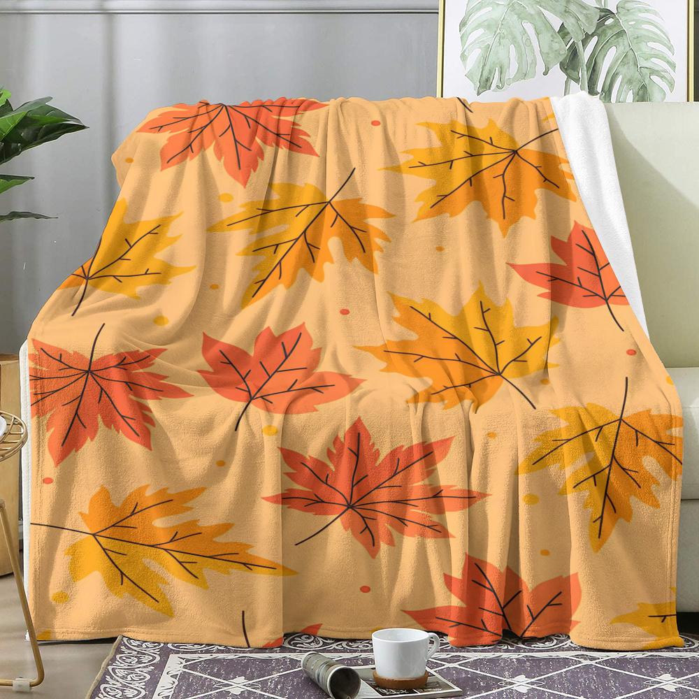 Autumn Fall Leaves Throw Soft Flannel Throw Summer AC Blanket Lightweight Cool Nap Blanket for Sofa Bed Couch Travel 75x90cm