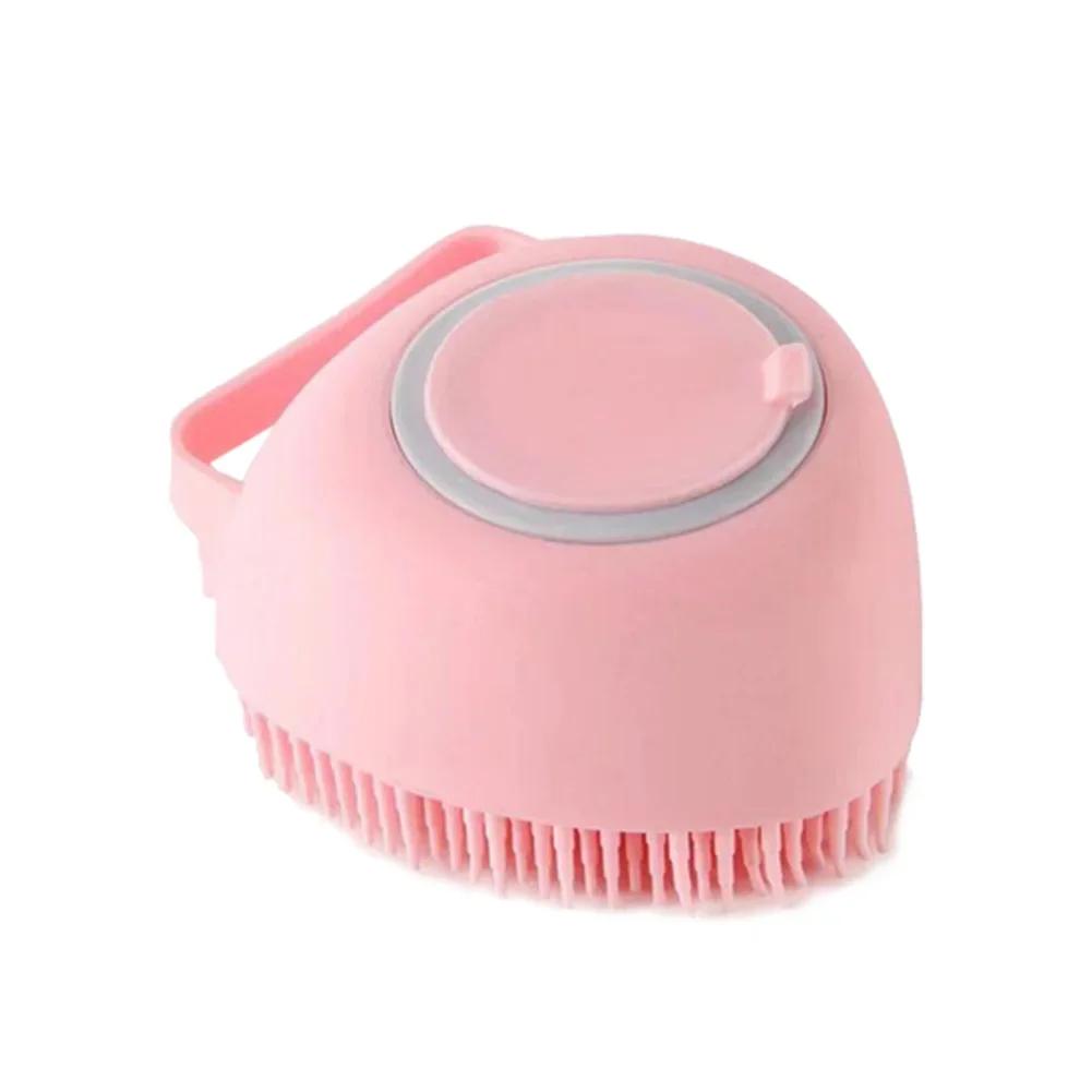 Silicone Pet Bath Massage Gloves Brush Puppy Big Dog Cat Bath Body Brush Shower Scrubber With Gel Dispenser Soft Massager Shower