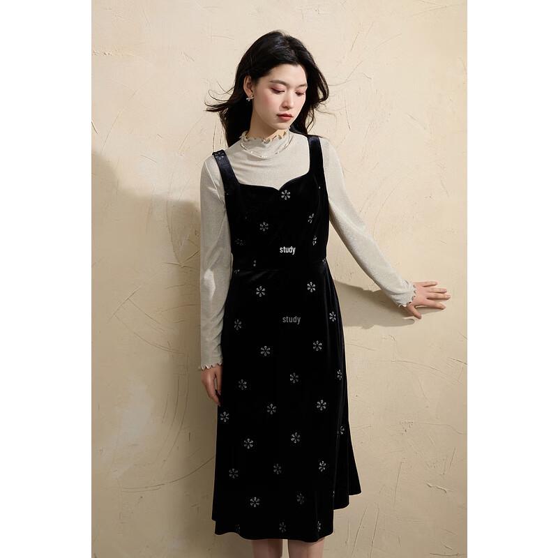 

Sancai Plus Size French Square Collar Velvet Dress M