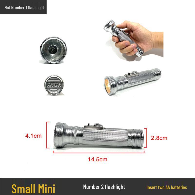 Nostalgic Tinplate Tiger Head Flashlight, Old-Fashioned 2-Cell/3-Cell, Small Household Warm Light, King Gold.