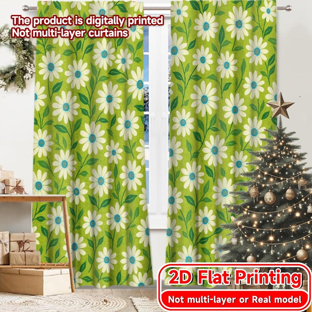 

2pcs, 2D FLAT PRINTING Curtains (Without Rod) FloralFacade Holiday curtains Versatile Polyester Curtains Home Decor Perfect for 52.50 × 116.00 cm 2 pcs