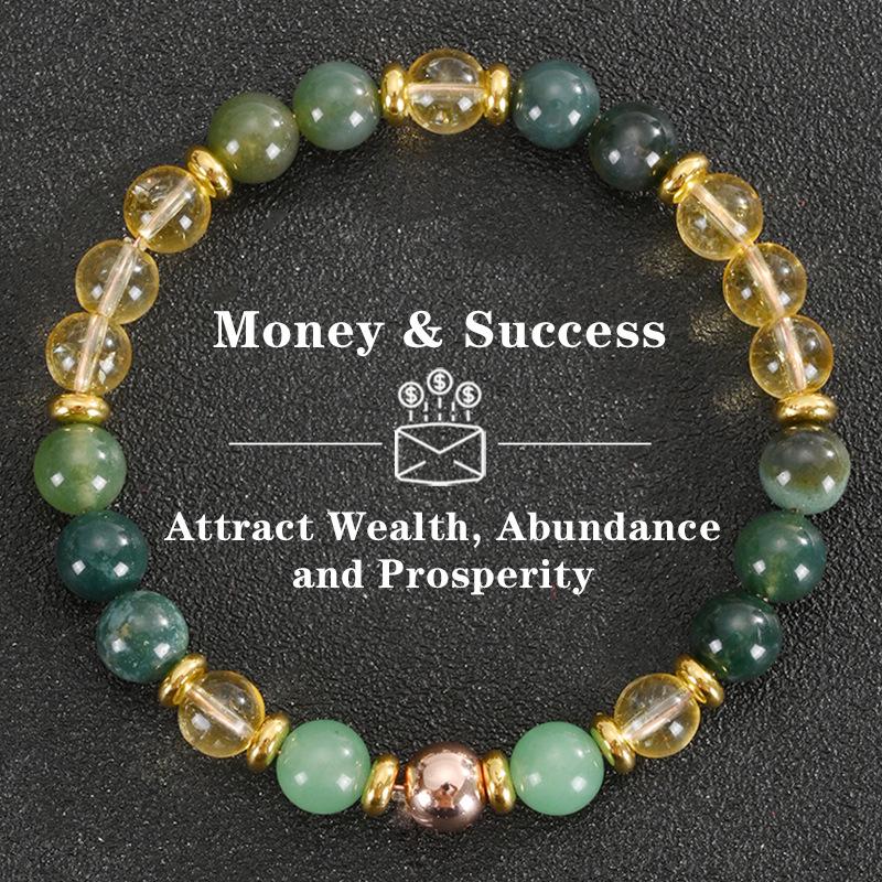 2025 Tiger Eye & Green Crystal Elastic Cord Wealth Bracelet - Handmade Jewelry