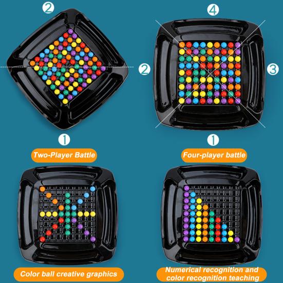Ball Elimination Board Game with 80/120 Colorful Beads Color Recognition Focus Logic Training Multi-Player Strategy Game Educational Beads Toy