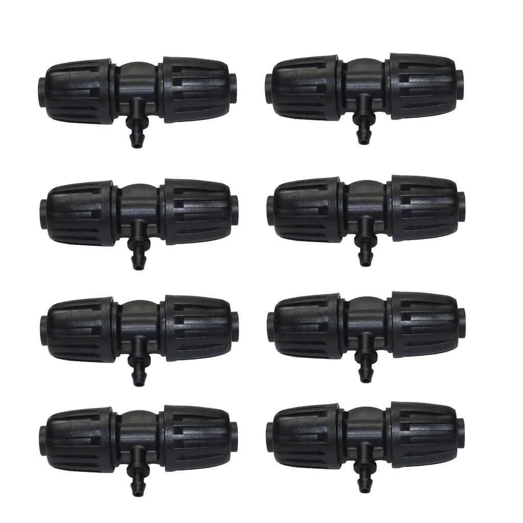 10Pcs 16mm to 4/7mm Tubing Connector Garden Flower Irrigation Water Adapter 6-Ways PE Tubing to 1/4'' Micro Hose Connector Joint