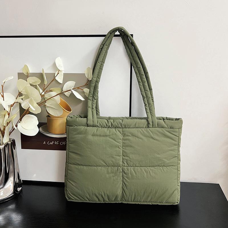 Autumn and winter new rhombus square bag new simple handbag large capacity cotton clothes shoulder armpit bag