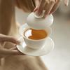 White Porcelain Three-Talent Covered Bowl Kung Fu Tea Set Jade Clay Pure White Tea Brewing Bowl