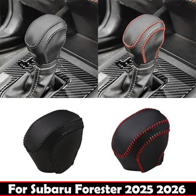 For Subaru Forester 2025 2026  Car Leather Gear Head Knob Handle Gear Shift Collars Handbrake Grip Cover Interior Accessories