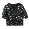 Women's 100% Cotton Puff Sleeve Polka Dot Blouse
