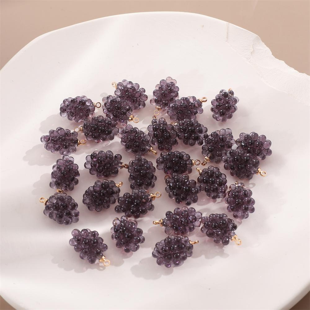 

2PCs Simulation Resin 3D Fruit Charms Grape Pendant Jewelry DIY Findings For Earring Bracelet Necklace Making Accessories Silver фиолетовый