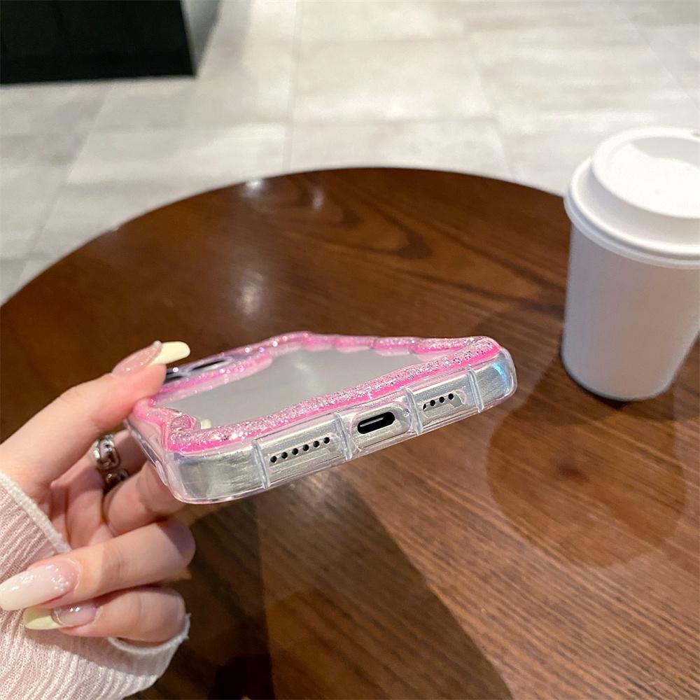 Glitzer Süßer Wellenrand Silikon Weiche Handyhülle Für IPhone 16 15 14 13 12 11 Pro Max Plus Mädchen Klare Hülle Stoßfeste Schale
