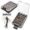 24Pcs/Box Bionic Insects Flies Artificial Insect Fishing Baits Artificial Bait for Salmon Trout