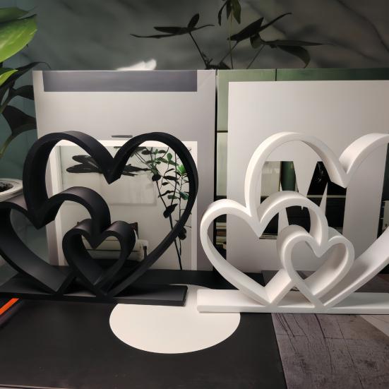 Heart Sculpture 3D Printed Plastic Love Heart Figurine for Wedding Anniversary Couples Gift Modern Heart Statue