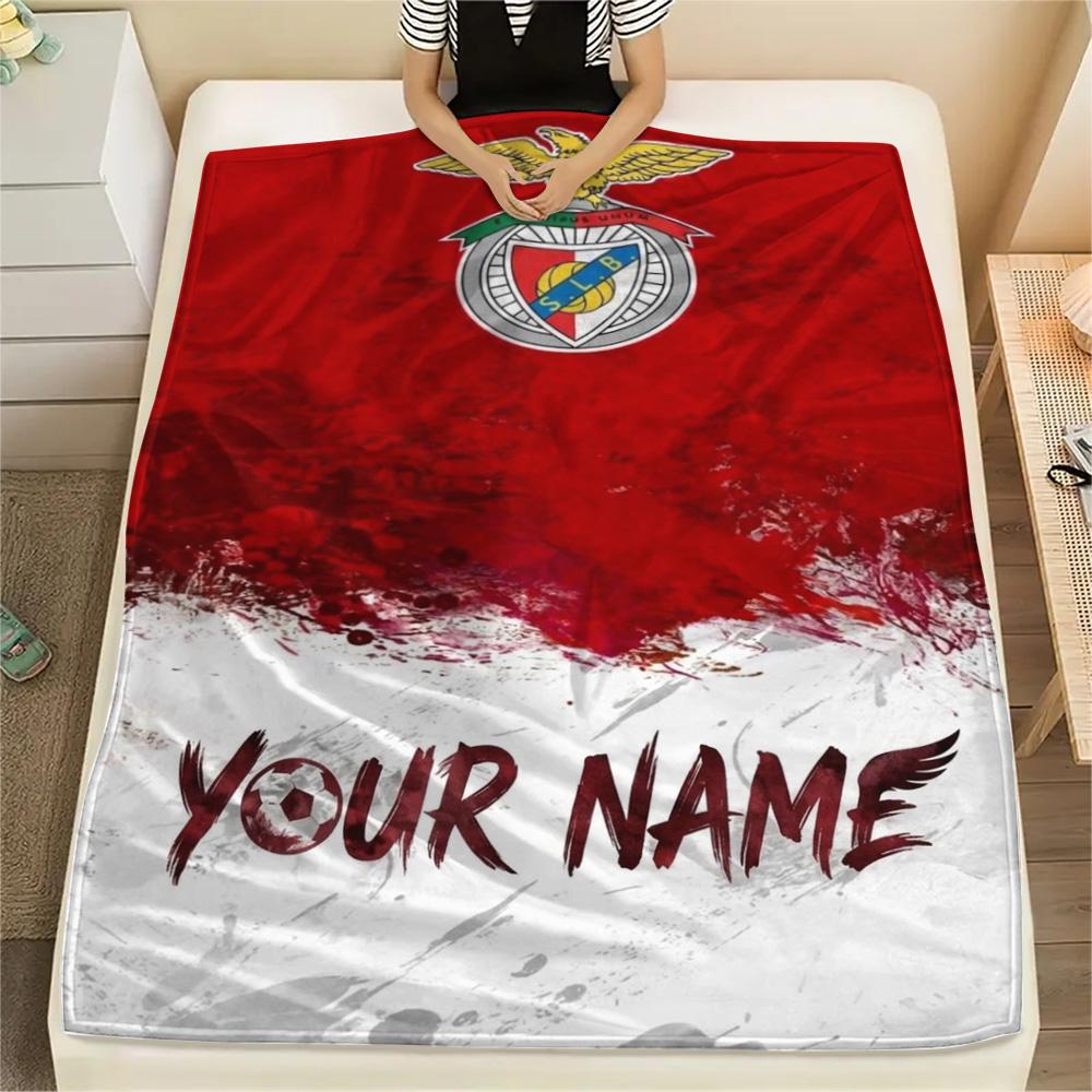 1PC Benfica Eagle Crest Custom Name Patterned Flannel Blanket Suitable For All Seasons For Home Decor Warmth And Comfort Gifts Holiday Present