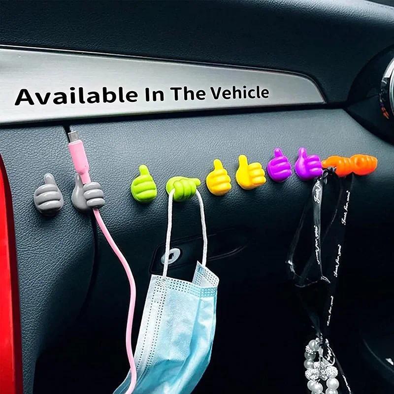 Lot de 10 crochets muraux en silicone auto-adhésifs pour câbles, crochets pour clés, crochets de rangement muraux multifonctions