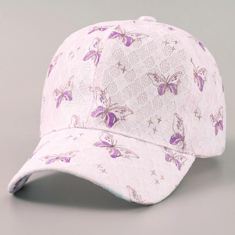 Lace Butterfly Print Decorative Baseball Cap, Spring and Summer Breathable Sports Sun Hat
