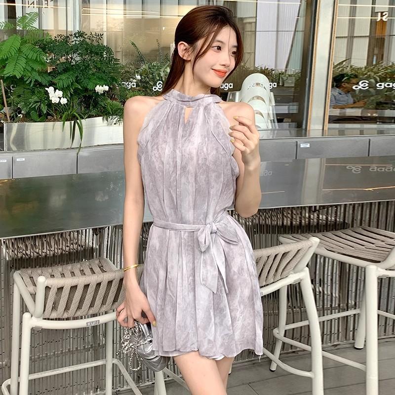 New Chinese style national style neck sling dress women's new summer small niche design short skirt