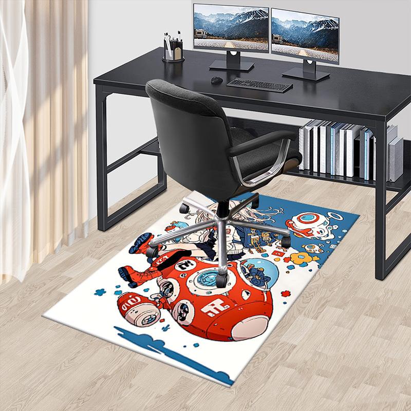 

1pc Anime Cartoon Design Chair Mat, Cute Girl with Backpack and Robots Office Rug, Non-Slip Carpet for Home Decor, Suitable for All Seasons, Perfect G 60cm by 90cm