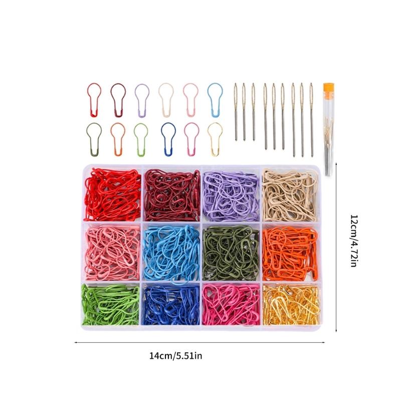 1200Pcs Colorful Metal Stiching Marker 18Pcs Large Eye Knitting Needle with Case for Hobbyist Knitting Crocheting