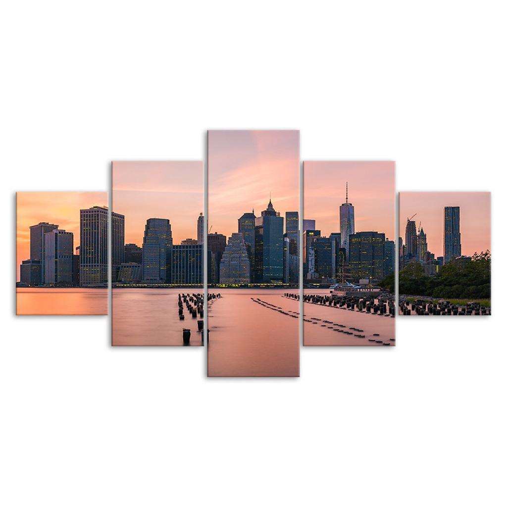 Toronto City Skyline Trillium Park 5 Piece Five Panel Wall Canvas Print Modern Art Poster Picture Home Decor Gift For Him For Her