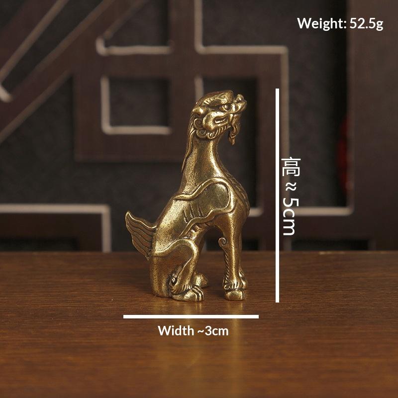 Brass Small Statue Desktop Ornament Chinese Mythical Beast Figurines Retro Home Feng Shui Decorations Crafts