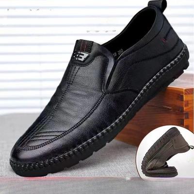 Fashion Summer Breathable Leather Shoes for Men Business Slip On Loafers Men Casual's Shoes Black Flats Men Work Office Driving Sneakers