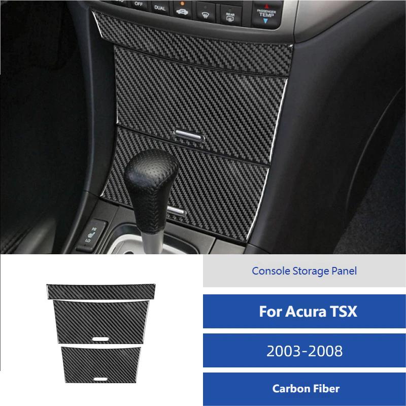 For Acura TSX 2003-2008 Car Accessories Red Carbon Fiber Interior Gare Lifting Storage Trim Sticker Set