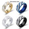 8MM Simple Inner Arc Double Beveled Engraved Matte Matching Rings for Couples