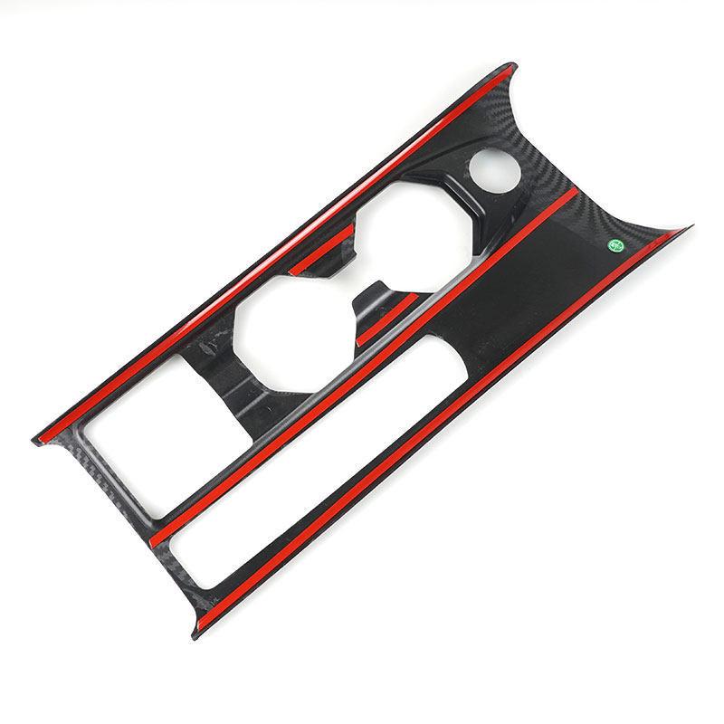 For VW Polo   ABS Car Center Control Gear Shift Panel Water Cup Holder Frame Cover Trim Carbon Texture / Bright Black