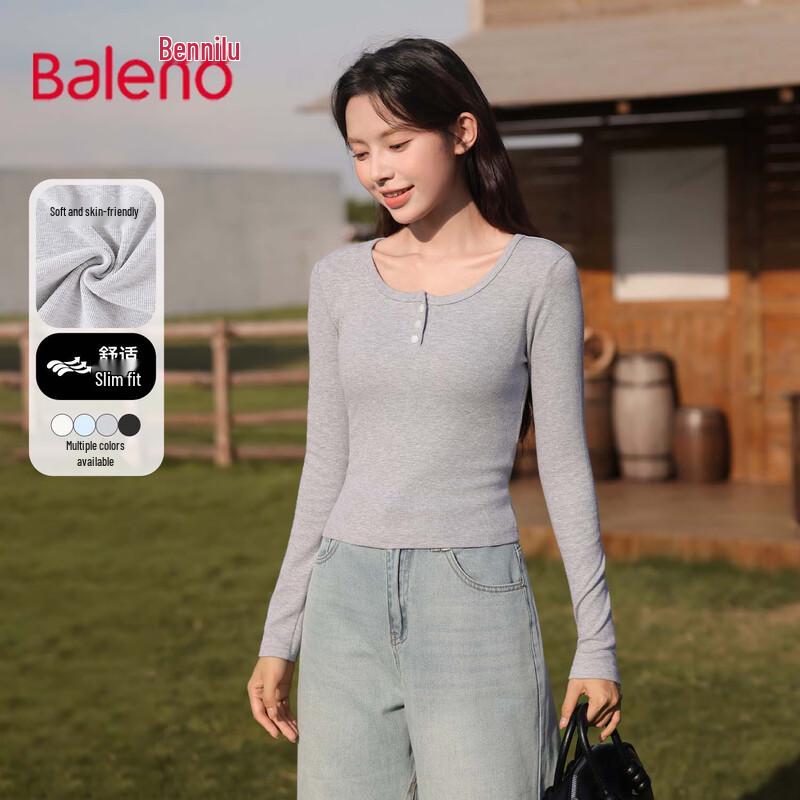 Baleno Women's New Season U-Neck Slim Fit Long Sleeve T-Shirt