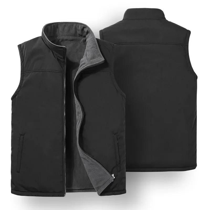 Men  Autumn New Thick Sleeveless Vest Jacket WaistCoat Men's Winter Casual Warm Vests Sleeveless Outwear Fleece Jacket 8XL