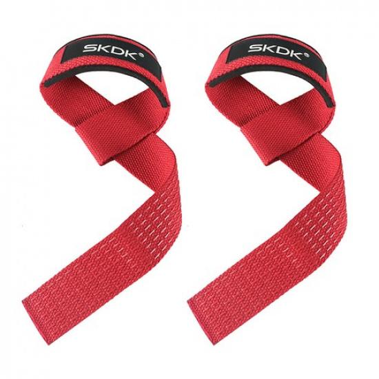 1Pair Weight Lifting Straps Gym Wrist Wraps Padded Training Extra Grip Support₊ красный