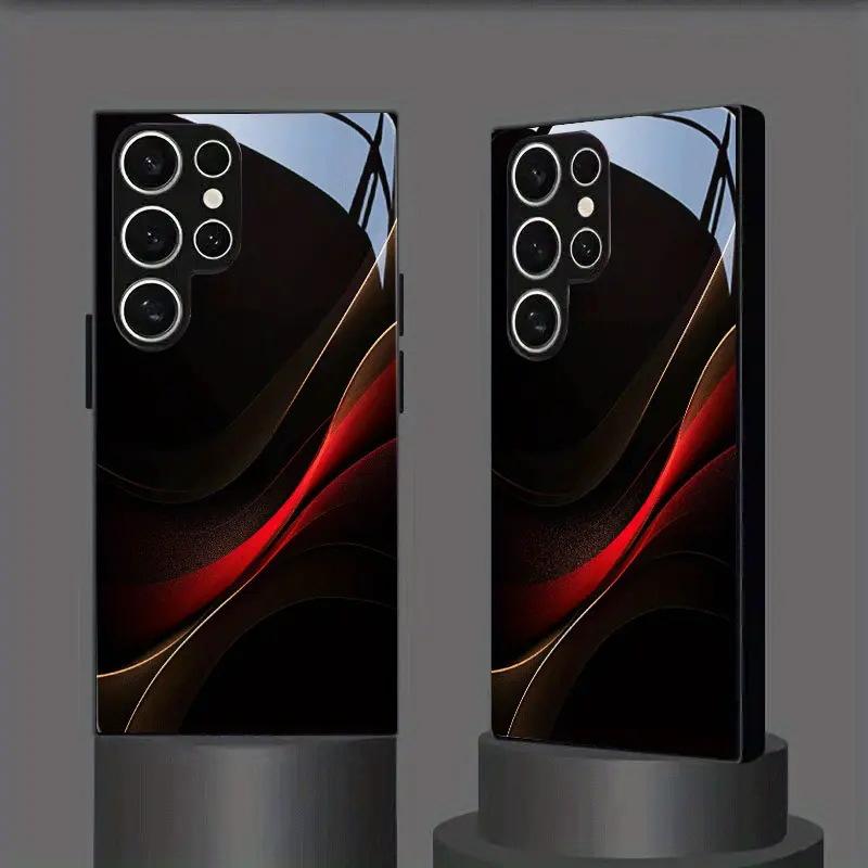Einfache und hochwertige schwarze gehärtete Glas-Handyhülle geeignet für Samsung Galaxy S26 S25 S24 S22 S21 S20 FE/Ultra/Plus sturzsicher