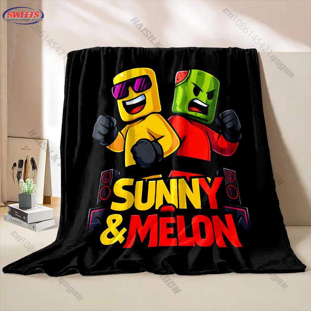 6 Sizes Funny S-Sunny and Mel0n Theme Printed Blanket for Son Daughter Husband,Room Sofa Chair Nap Blanket All Seasons Available