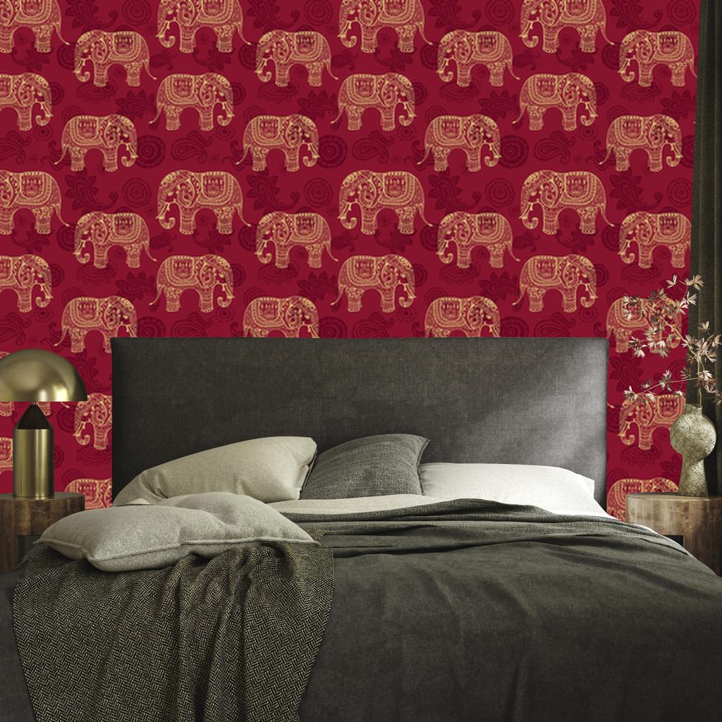 Elephants Wallpaper In Oriental Style for Living Room and Bedroom 50x1000
