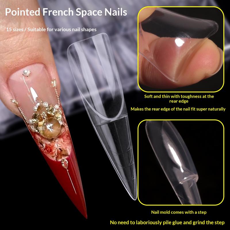 150Pcs Space Hollow 3D French Extension With Scale Nail Mold Nail Dual Forms Full Cover Reusable Nail Extension Molds