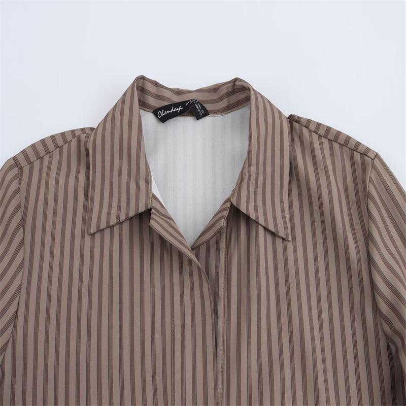 Women's Striped Asymmetrical Shirt & Pajama Pants Set
