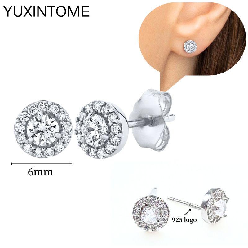 925 Sterling Silver Ear Needle Fashion Hoop Earrings White Crystal Luxury Women's Silver Earrings Wedding Women's Jewelry Gift