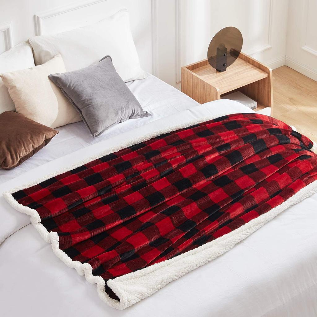 Facecloth Double Layer Blanket Classic Plaid Printed Lambswool Car Nap Cover  Blanket for Winter Fuzzy Thick Warm Soft Throw Sofa Decoration