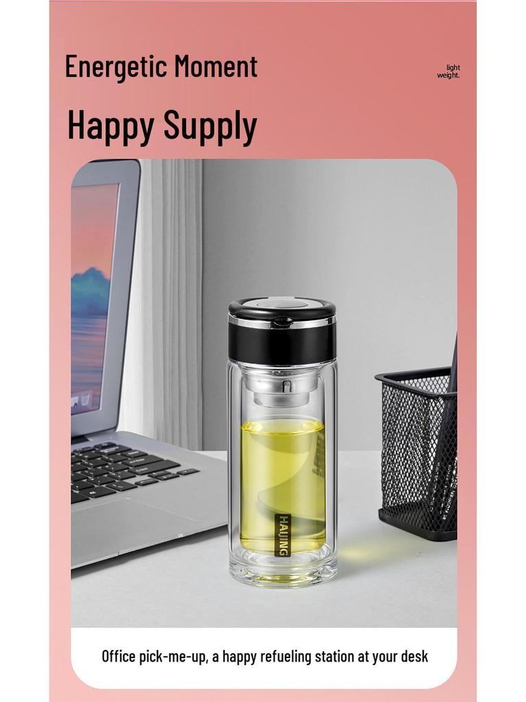 Compact Double-Layer Glass Cup - Stylish Portable Design for Women - Personalized Pocket-Sized Gift Option
